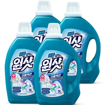 1_슈가버블_버블원샷_세탁세제_더블액션_실내건조_3L_4개